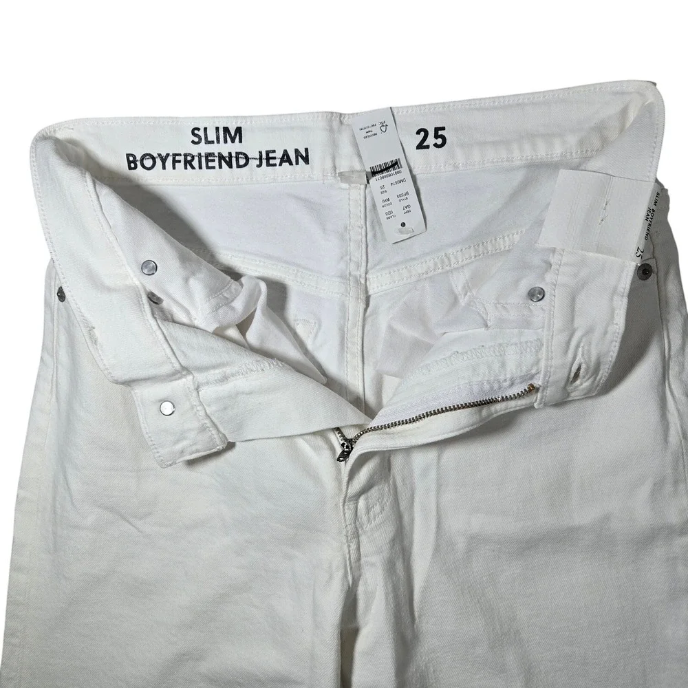 J Crew Slim Boyfriend Jeans White Recycled Denim Size 25‎